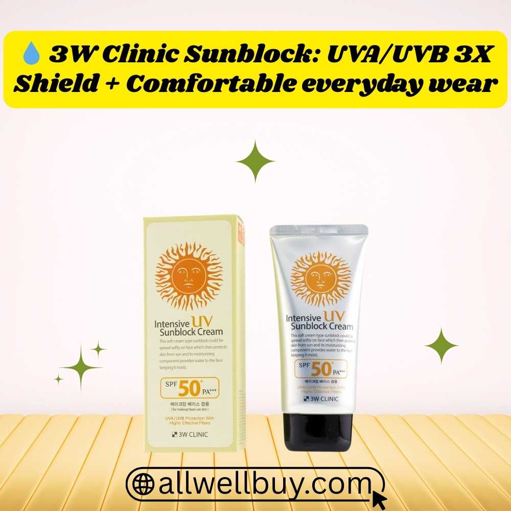 3W Clinic Intensive UV Sunblock Cream Safe in Bangladesh | Authentic Korean SPF50+