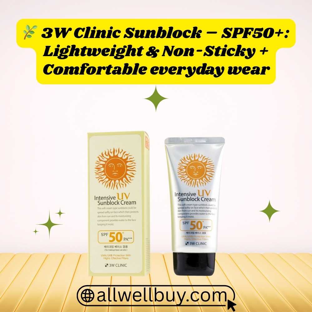 3W Clinic SPF50+ PA+++ Sunblock Cream – Korean UV Protection BD