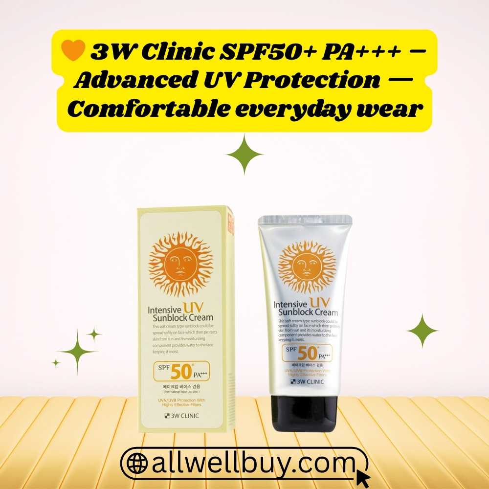 3W Clinic UV Protection Cream SPF50+/PA+++ Review Bangladesh