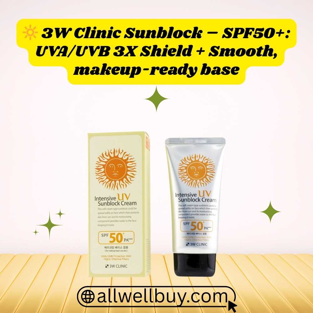 Broad Spectrum UV Filter Cream for All Skin Types | 3W Clinic SPF50+/PA+++