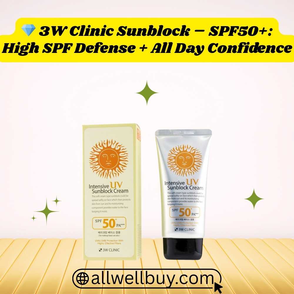 Lightweight Texture Sunscreen | 3W Clinic Intensive UV Sunblock Cream SPF50+/PA+++