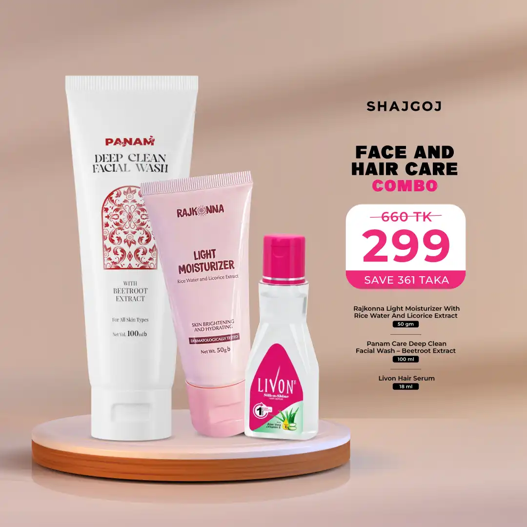 Face and Hair Care Combo (Rajkonna Light Moisturizer +  Panam Face Wash + Livon Serum) price in Bangladesh