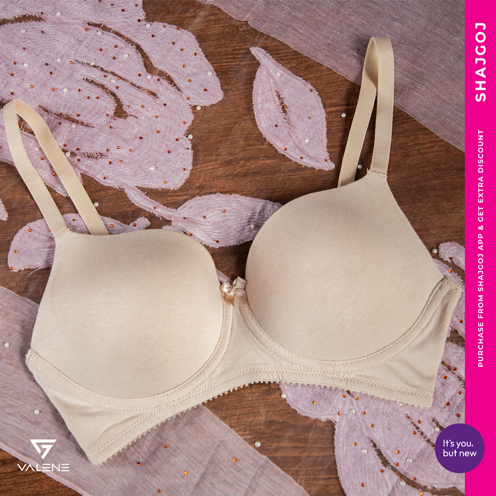 Valene Comfy Wireless T-Shirt Bra-Beige