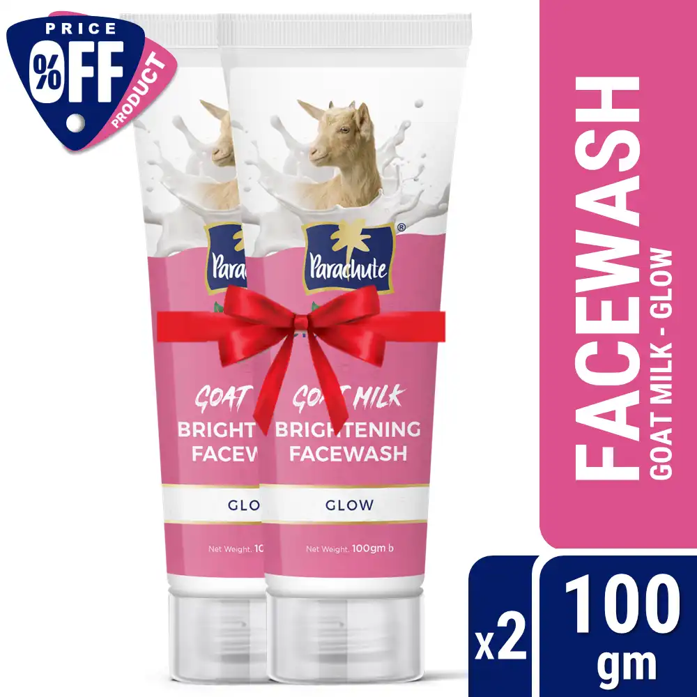Parachute SkinPure Goat Milk Brightening Facewash, For Bright & Glowing Skin, Prevents Dry & Dull Skin ,All Skin Types, No Parabens, Sulphate, Double Pack (100gm x 2)