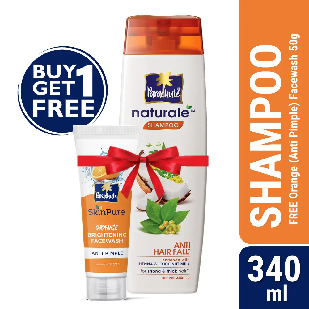 Buy One Parachute Naturale Shampoo Anti Hair Fall 340Ml Get One Orange Facewash - Anti Pimple - 50Gm Free price in Bangladesh
