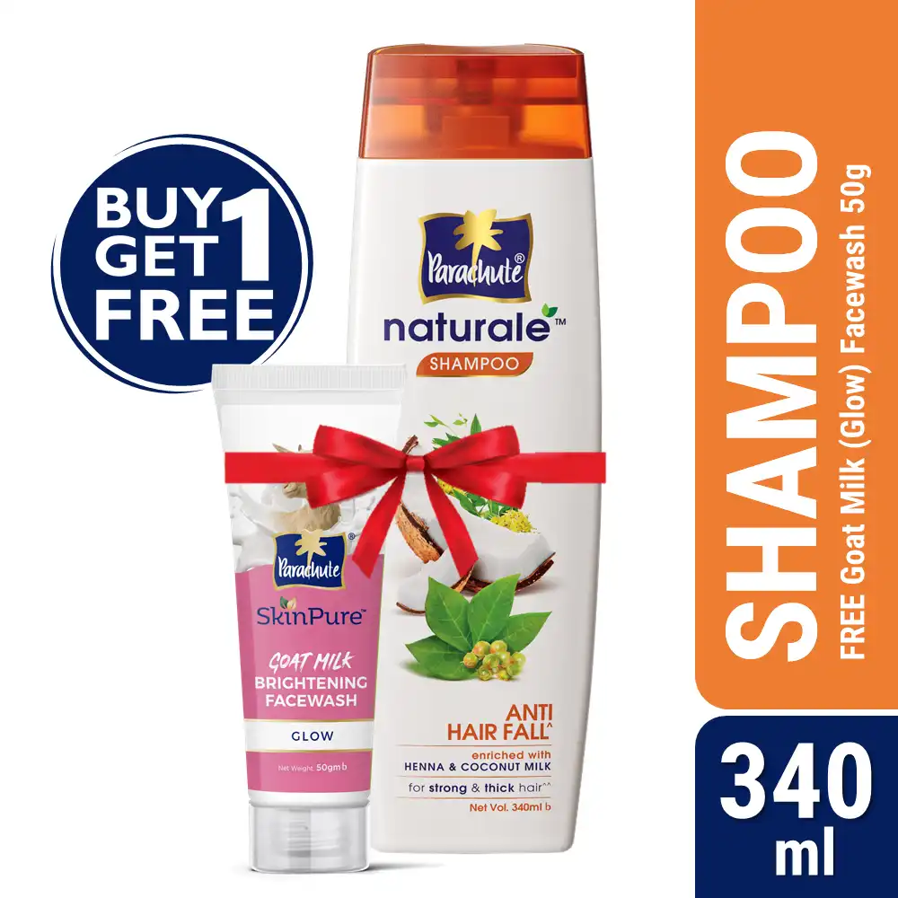 Buy One Parachute Naturale Shampoo Anti Hair Fall 340Ml Get One Goat Milk Facewash - Glow - 50Gm Free price in Bangladesh