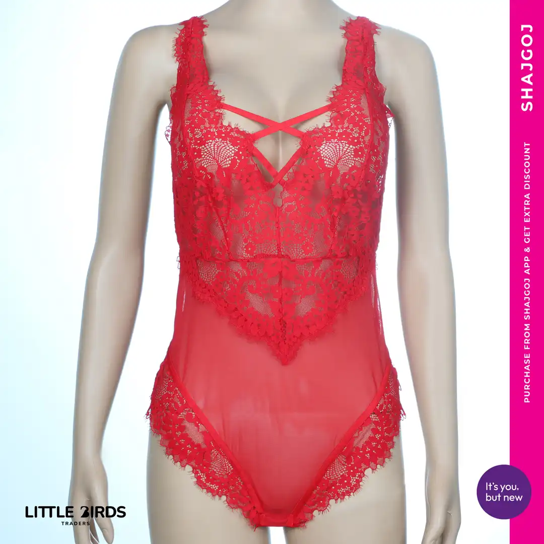 LBT Bold And Crisp Lacy Bodysuit - Red price in Bangladesh
