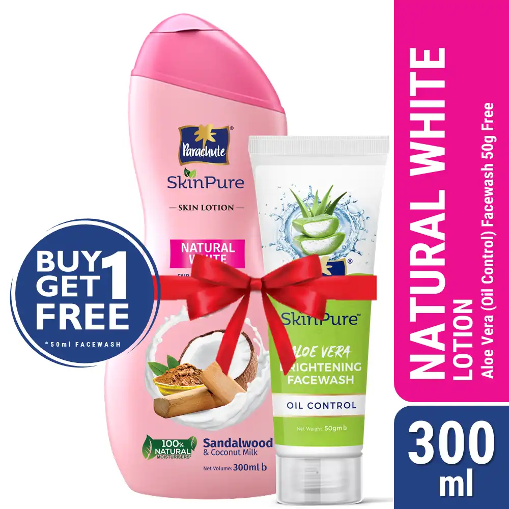 Buy One Parachute Skinpure Skin Lotion Natural White 300Ml Get One  Aloe Vera Facewash - Oil Control - 50Gm Free