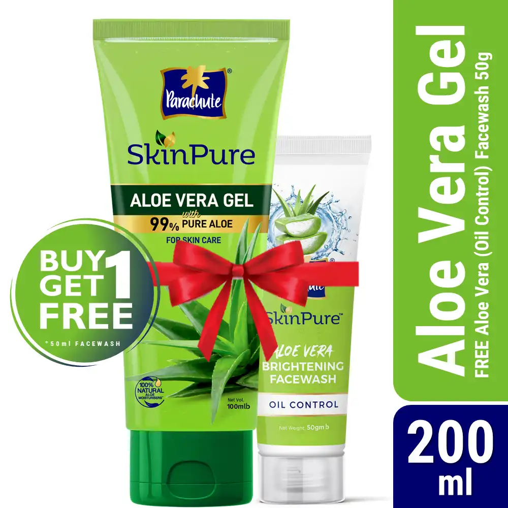 Buy One Parachute Skinpure Aloe Vera Gel 200Ml Get One Aloe Vera Facewash - Oil Control - 50Gm Free
