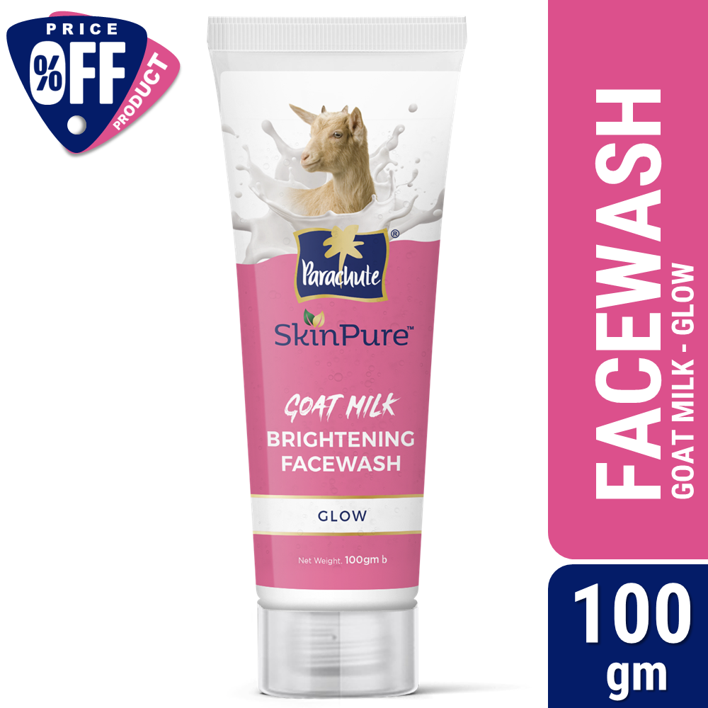 Parachute SkinPure Goat Milk Brightening Facewash, For Bright & Glowing Skin, Prevents Dry & Dull Skin ,All Skin Types, No Parabens, Sulphate, 100 gm