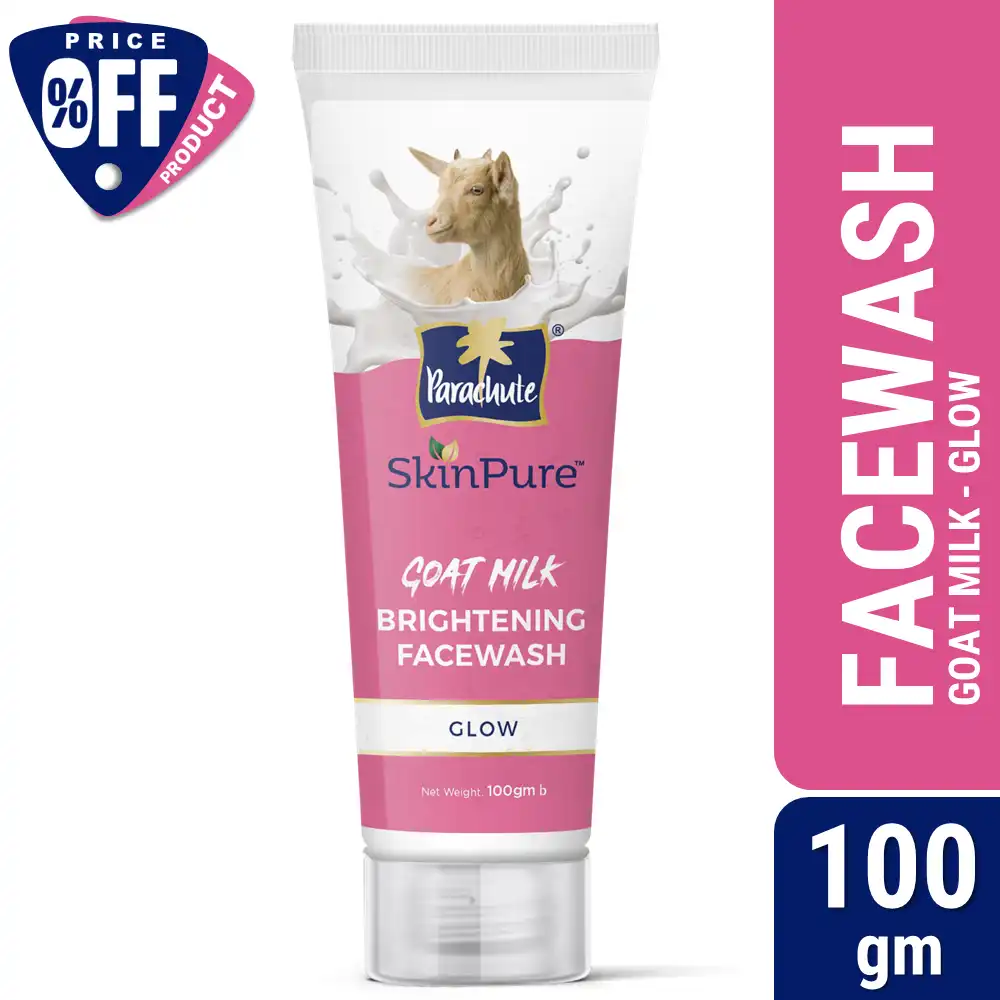 Parachute SkinPure Goat Milk Brightening Facewash, For Bright & Glowing Skin, Prevents Dry & Dull Skin ,All Skin Types, No Parabens, Sulphate, 100 gm