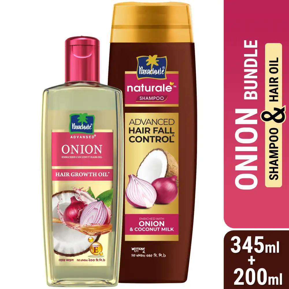 Parachute Advansed Onion Hair Growth Oil 200ml & Parachute Naturale Shampoo Onion Hair Fall Control 345ml Combo price in Bangladesh