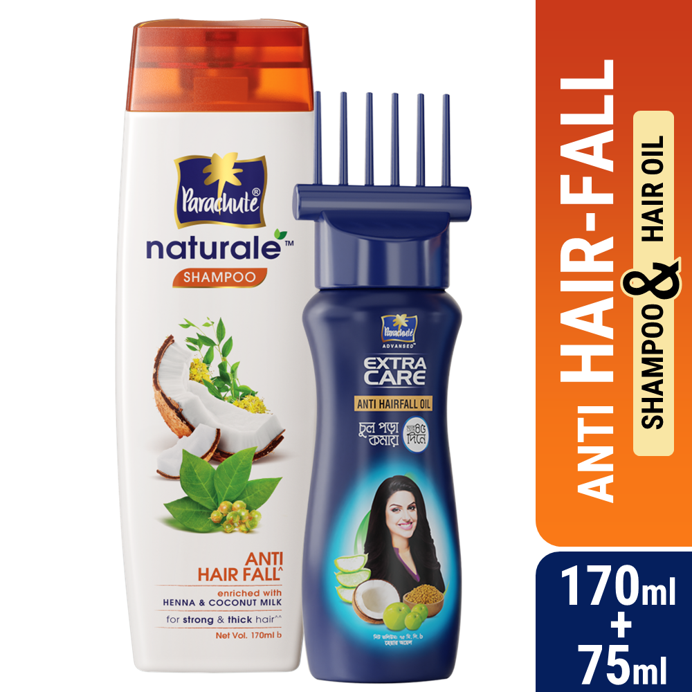 ANTI HAIR-FALL BUNDLE - Parachute Anti Hairfall Oil Extra Care 75ml (Root Applier) & Parachute Naturale Shampoo Anti Hair Fall 170ml