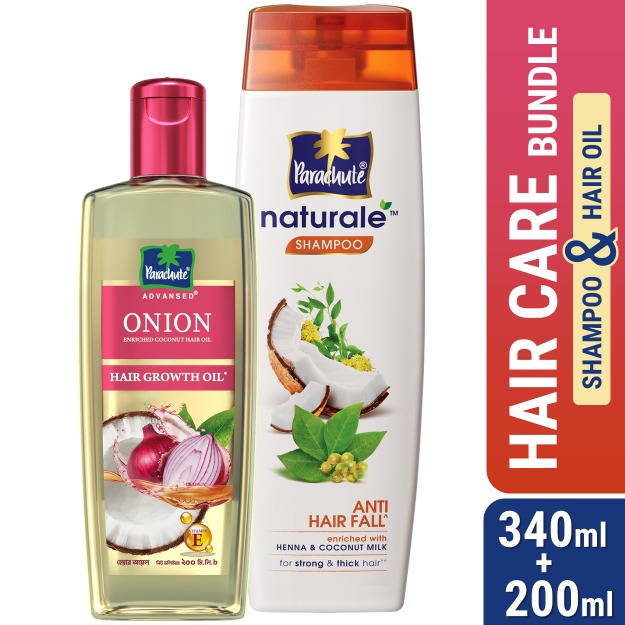 Parachute Naturale Shampoo Anti Hair Fall 340ml & Parachute Advansed Onion Enriched Coconut Hair Growth Oil 200ml Combo