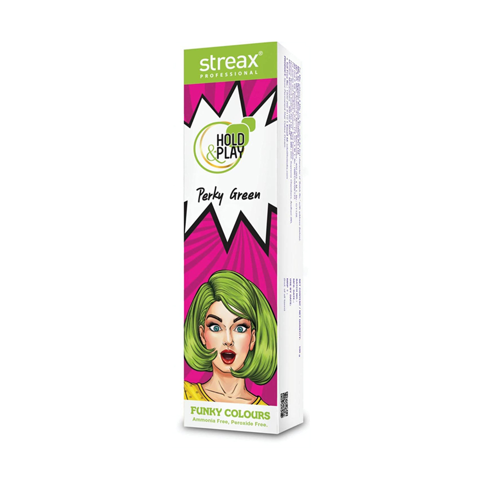 Streax Professional Hold and Play Funky Hair Colour - Perky Green