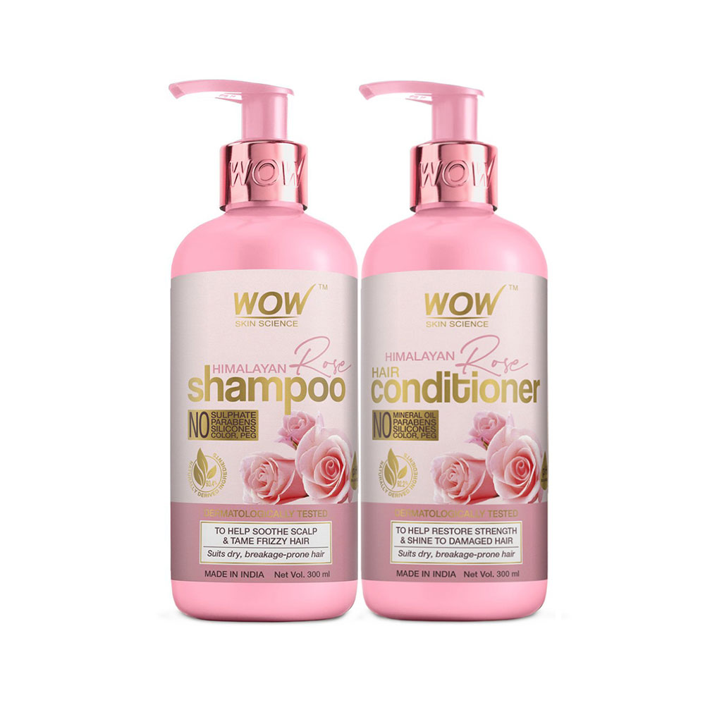 WOW Skin Science Himalayan Rose Shampoo 300ml and WOW Skin Science Himalayan Rose Conditioner 300ml Combo