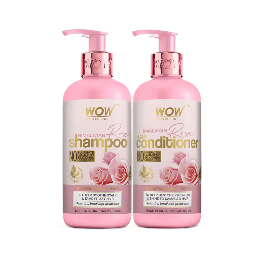 WOW Skin Science Himalayan Rose Shampoo 300ml and WOW Skin Science Himalayan Rose Conditioner 300ml Combo