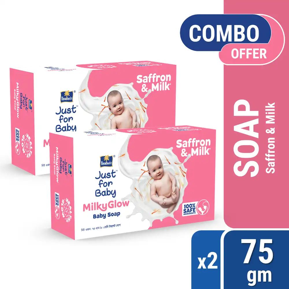 Parachute Just For Baby - Milky Glow Saffron & Milk Soap Pack of 2 Combo (75g x 2) price in Bangladesh