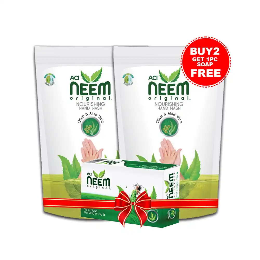 Buy 2 ACI Neem Original Nourishing Hand wash 200ml Get 1 Neem Original Pure Neem Soap 75 gm Free price in Bangladesh