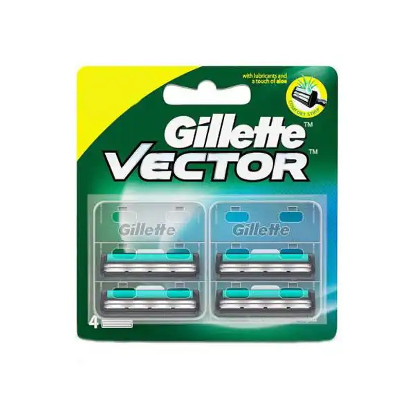 Gillette Vector plus Manual Shaving Razor Blades - 4 Cartridge