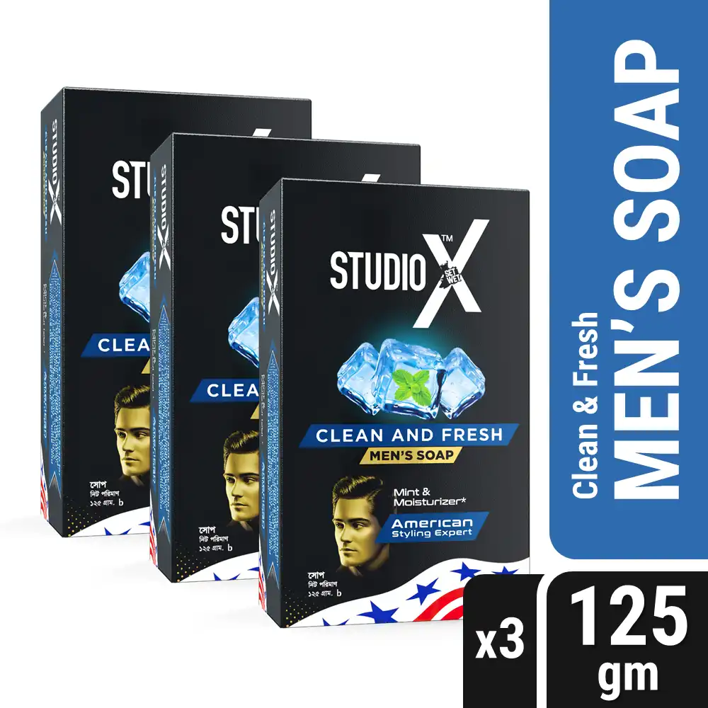 Studio X Clean & Fresh Soap For Men Combo Pack (125gm x 3) price in Bangladesh