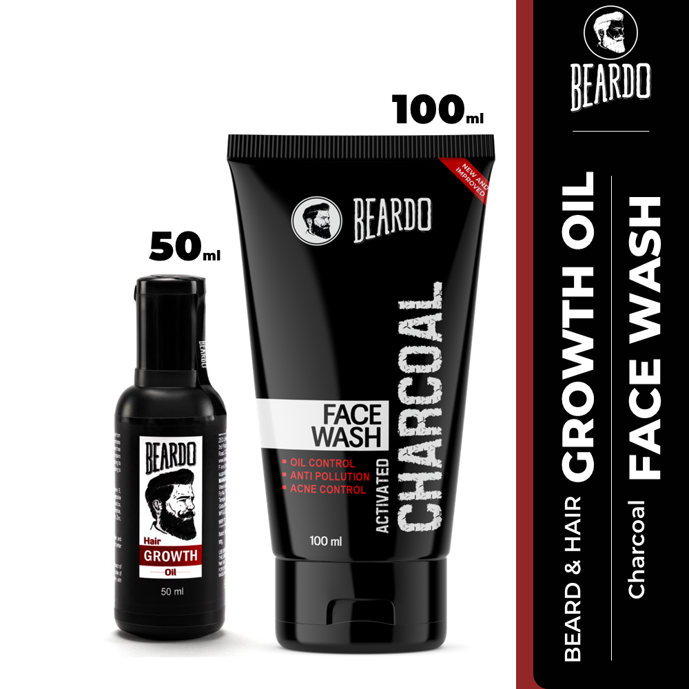Beardo Combo - Activated Charcoal Face Wash 100ml & Beard & Hair Growth Oil 50ml