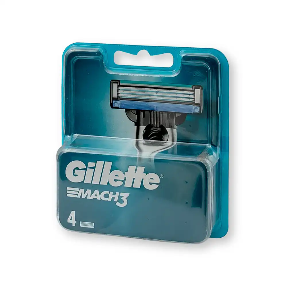 Gillette Mach3 Shaving 3-Bladed Cartridges Pack of 4