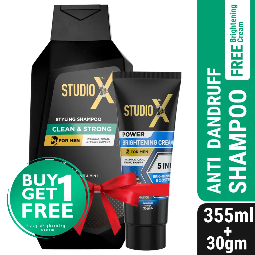 Studio X Clean & Strong Shampoo for Men 355ml (Men's Brightening Cream 30gm FREE) price in Bangladesh