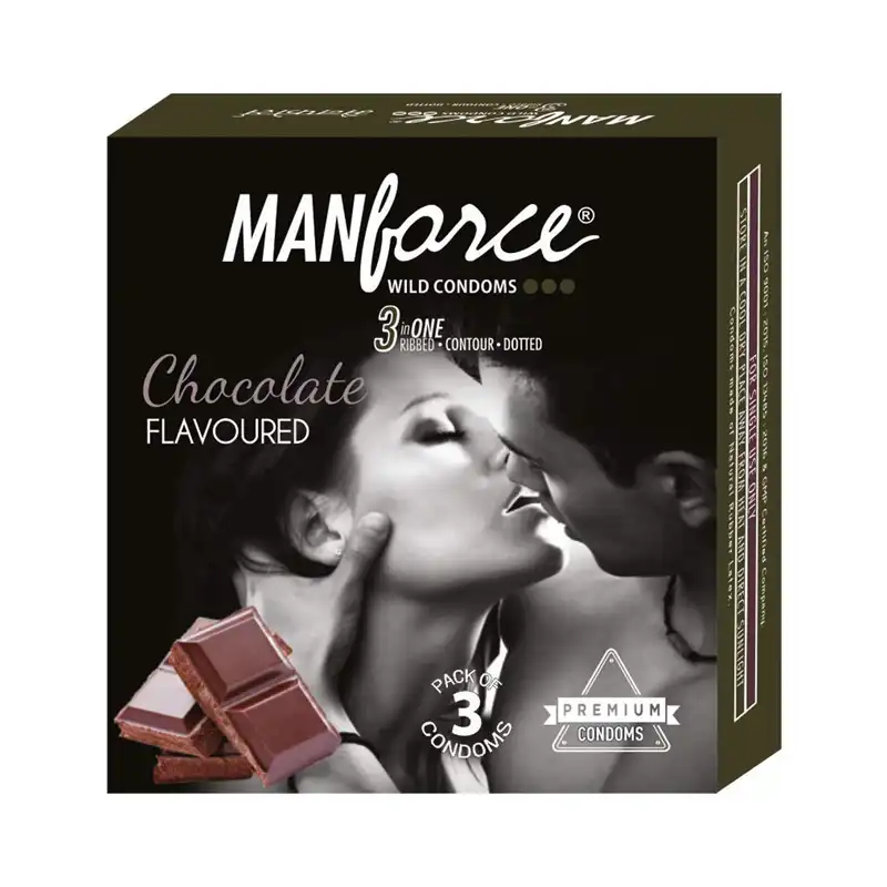 Manforce Condoms Chocolate 3S (3 in 1 ribbed.contour.dotted)