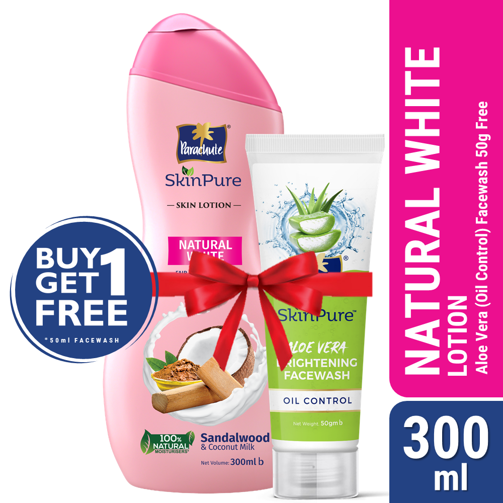 Buy One Parachute Skinpure Skin Lotion Natural White 300Ml Get One  Aloe Vera Facewash - Oil Control - 50Gm Free